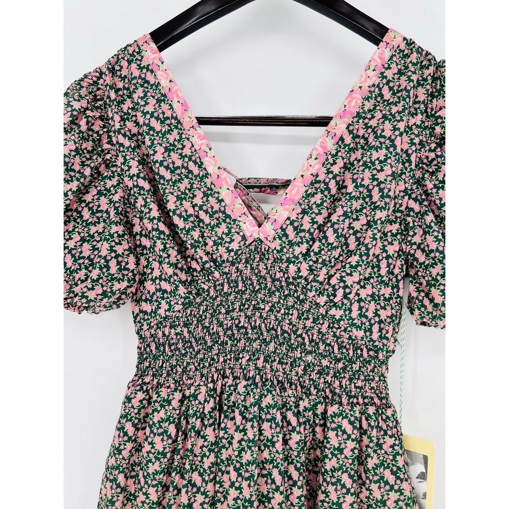 Travota Birds Of Paradise Nellie Dress "Sweet Melba" Midi Green/Pink Floral XS - Picture 4 of 12